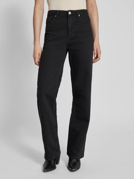 VERO MODA Wide Leg Jeans aus Baumwoll-Mix Modell 'TESSA' Black 4