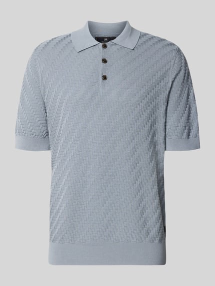 Produktfoto, Regular Fit Poloshirt aus reiner Baumwolle in Strick-Optik van Matinique, lichtblauw met structuur, puur katoen, polokraag, met korte mouwen