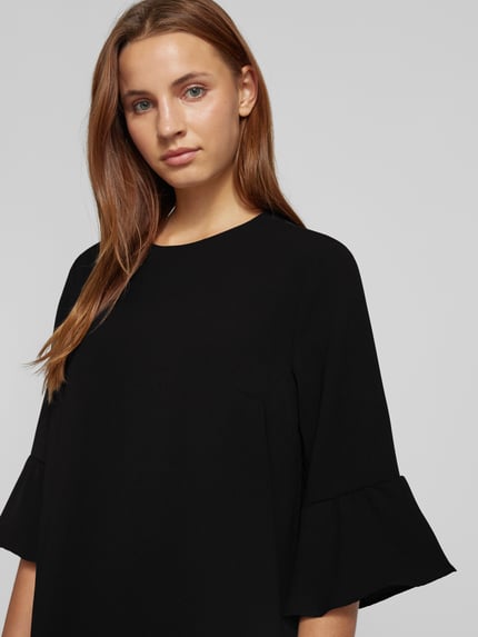 0039 Italy Knielanges Kleid mit Rundhalsausschnitt Modell 'MAXLIN' Black 3