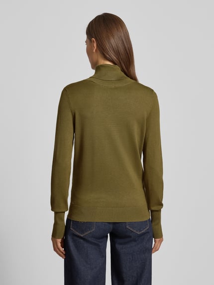 Jake*s Collection Regular Fit Rollkragenpullover in Strick-Optik Oliv 5
