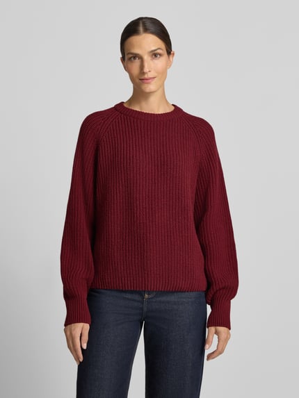 ARMEDANGELS Sweter o luźnym kroju z mieszanki wełny model 'RIB KNIT' Bordowy 4