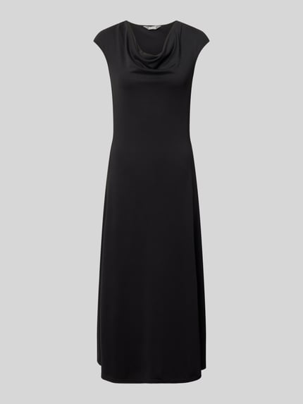 Produktfoto, Regular Fit dames midi-jurk model 'Vetusta' van MM by Max Mara, micromodalmix, cascadehals, mouwloos design, zwart
