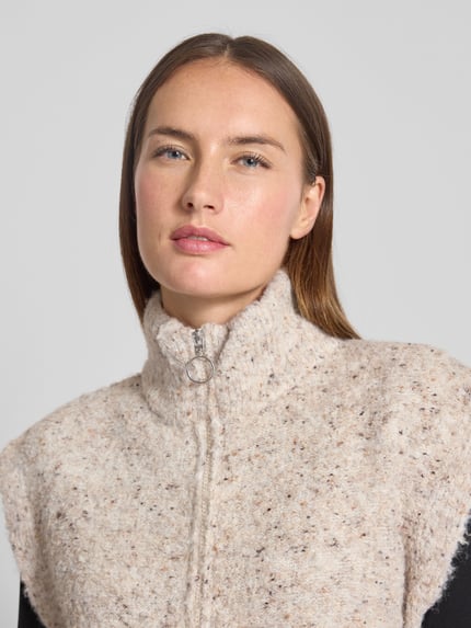 FREE/QUENT Gebreide pullover met opstaande kraag, model 'Grsnemes' Beige - 3