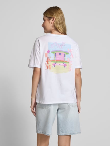 Milano Italy T-Shirt mit Statement-Stitching Weiss 5