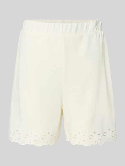Produktfoto, Comfort Fit Sweatshorts aus Baumwoll-Mix Modell 'CHILLI SUMMER' von comma in Unifarbe mit Lochstickerei, elastischer Bund, Sweat-Textur.