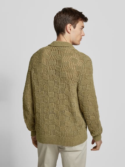 Jake*s Studio Men Cardigan mit Strukturmuster Mud 5