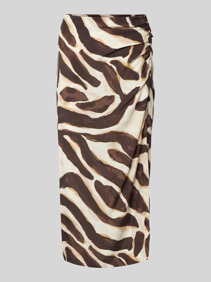 MANGO Midirock mit seitlicher Raffung Modell 'POSITO' Beige 2
