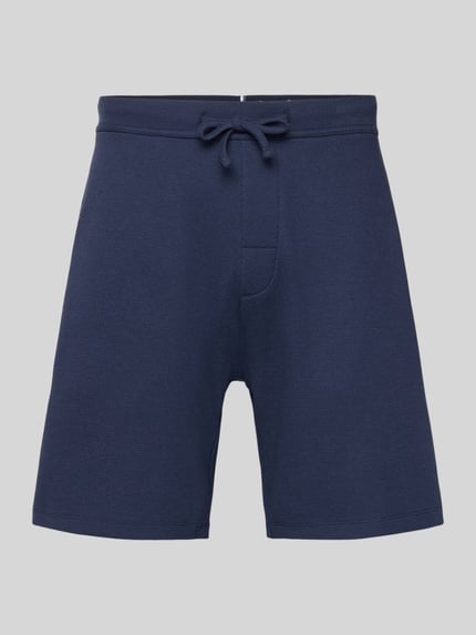 Produktfoto, Shorts mit elastischem Bund von Christian Berg Men in Dunkelblau, Baumwoll-Mix mit Stretch, lockerer Schnitt, strukturierte Oberfläche
