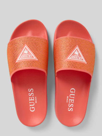 GUESS Slides mit Label-Applikation Orange 3