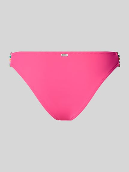 Produktfoto, Slim Fit Bikini-Hose mit Zierbesatz Modell 'ONYTA' von Banana Moon in Pink, glatte Textur, Damen Bikini-Hose, elastischer Material-Mix.