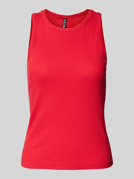 PIECES Regular Fit Tank Top in Rippoptik Modell 'RUKA' Rot 2