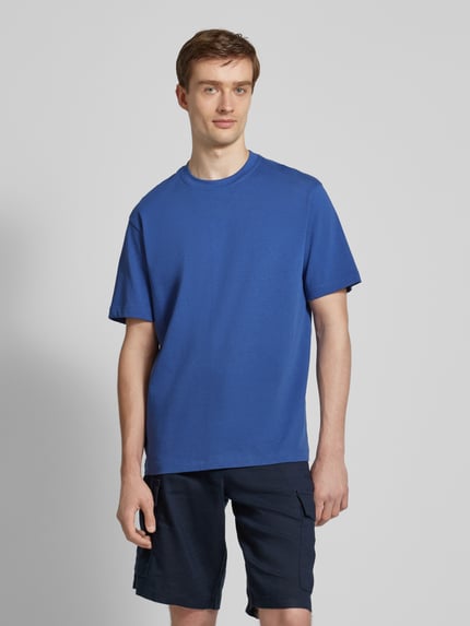 MANGO T-Shirt mit geripptem Rundhalsausschnitt Jeansblau 4