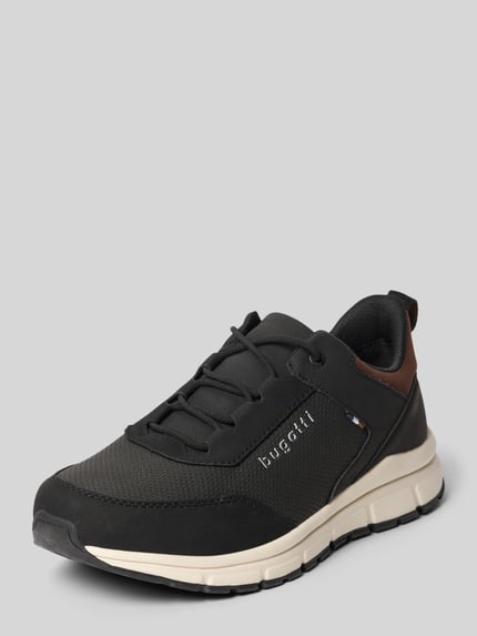 Productfoto, Sneaker met logo-detail model 'Sonic' van bugatti, afgeronde pasvorm, vetersluiting, geprofileerde zool, zwart-beige, maat 44 context