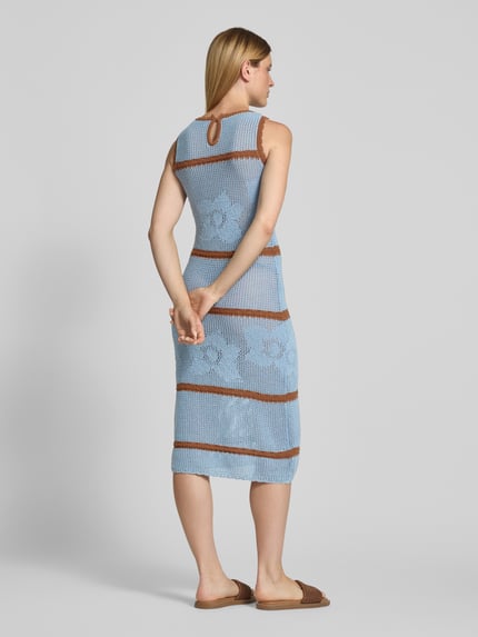 Jake*s Casual Tricotjurk met ronde hals en contraststrepen Bleu - 5