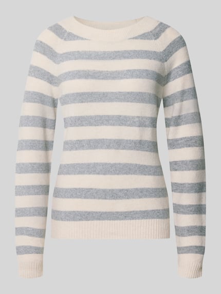 Produktfoto, regular fit pullover met strepen model 'DOFFY' van VERO MODA, ecru met grijze strepen, Dames pullover