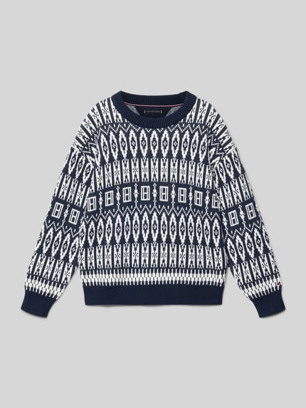Tommy Hilfiger Teens Regular fit gebreide pullover van katoenmix, model 'FAIRISLE' Grafiet - 1