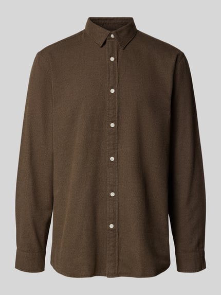 Selected Koszula casualowa o kroju regular fit z czystej bawełny model ‘NOAH’ Czekoladowy 2