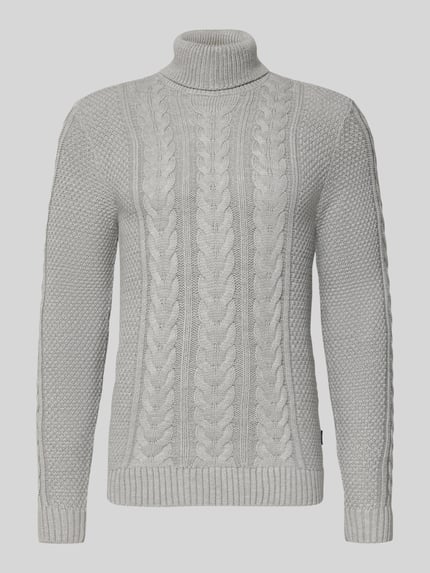 Blend Gebreide coltrui, model 'BASIM' Lichtgrijs - 2