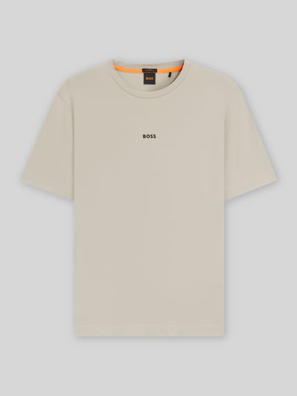 BOSS Orange T-shirt o kroju regular fit z mieszanki bawełny model 'TCHUP' Piaskowy 2