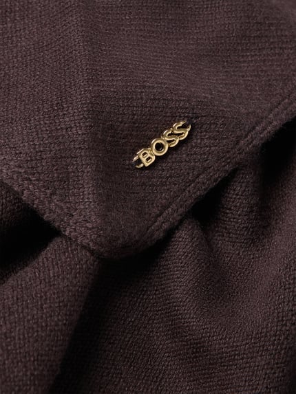 BOSS Schal aus Wolle Kaschmir mit Logo-Applikation Dunkelbraun 2