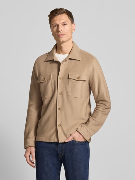 Selected Regular Fit Hemdjacke aus reiner Baumwolle Modell 'OLIVER' Taupe 4