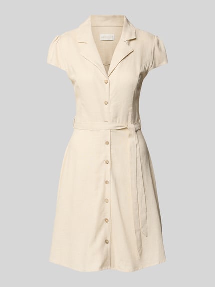Apricot Hemdblusenkleid aus Viskose-Leinen-Mix mit Bindegürtel Sand 2