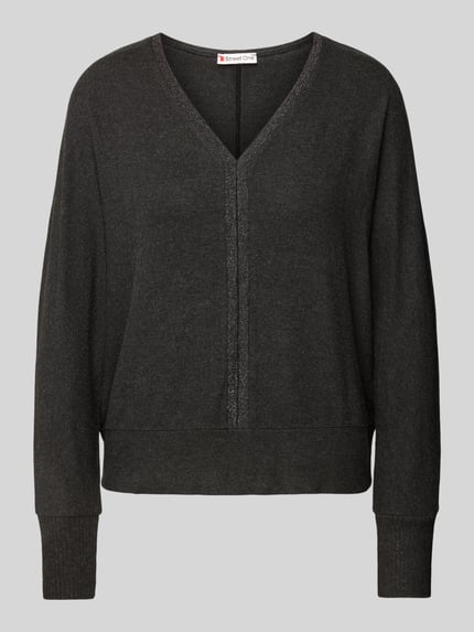 Street One Sweter z dekoltem w serek Antracytowy 2