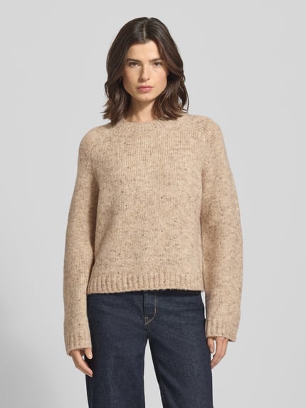 VERO MODA Regular fit gebreide pullover met wol, model 'INGRID' Zand gemêleerd - 4