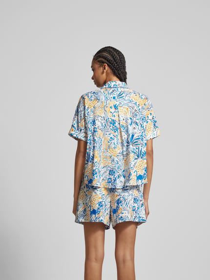 Lala Berlin linnen blouse met knoopsluiting Bleu gemêleerd - 5
