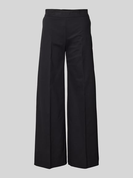 Produktfoto, Hose mit elastischem Bund und Eingrifftaschen von Rinascimento aus schwarzem Baumwoll-Mix, weites Bein, glatte Textur