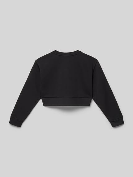 Produktfoto, Sweatshirt mit Rundhalsausschnitt und Logo-Stitching von adidas Originals, kinder, Baumwoll-Mix, Boxy-Fit, schwarz.