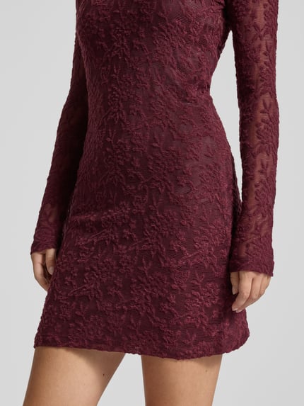 ONLY Tailliertes Minikleid mit Spitzen-Detail Modell 'BLAISE' Bordeaux 3