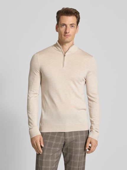 Selected Regular Fit Troyer aus reiner Merinowolle Modell 'TRAY' Sand 4