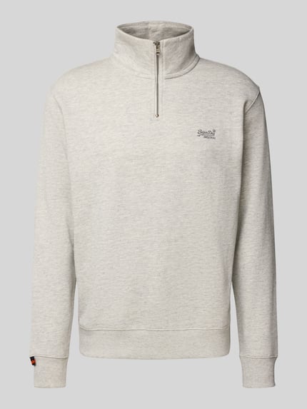 Superdry Sweatshirt mit Troyer-Kragen und Logo-Stitching Hellgrau 2