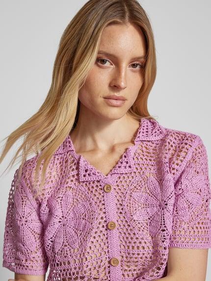 MANGO Cardigan mit Häkelspitze Modell 'NUSA' Pink 3