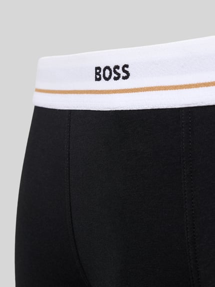 Produktfoto, Trunks aus Baumwoll-Mix im 5er-Pack Modell 'ESSENTIAL' von BOSS, unifarbenes Design, elastischer Bund mit Label-Schriftzug, Detailaufnahme