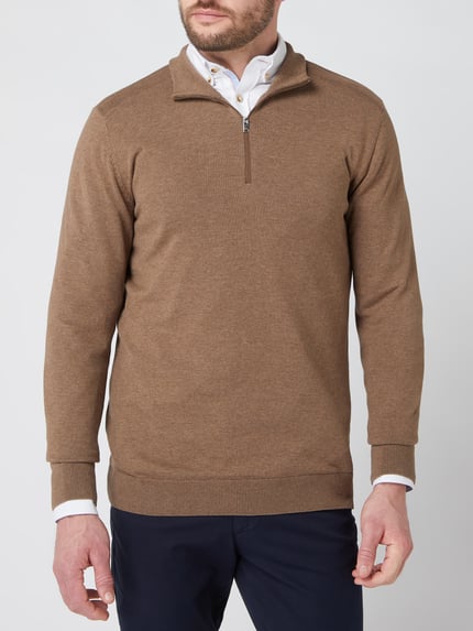 Selected Regular Fit Troyer mit kurzem Reißverschluss Sand Melange 4