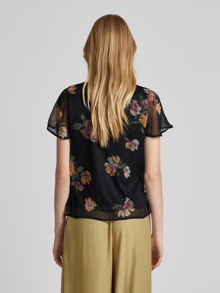 VERO MODA Blouseshirt met transparante mouwen, model 'SMILLA' Zwart - 5