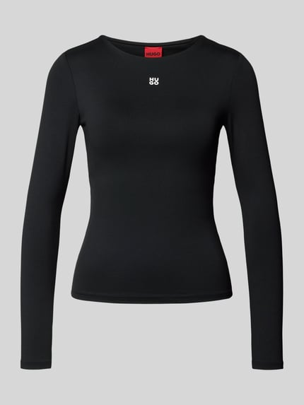 HUGO Slim fit shirt met lange mouwen van elastische jersey, model 'DASIIA' Zwart - 2