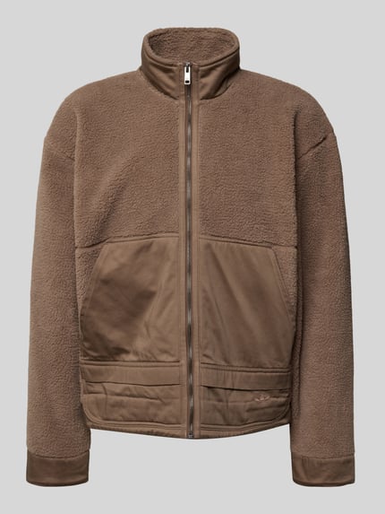 adidas Originals Regular Fit Teddyjacke mit Stehkragen Dunkelbraun 2