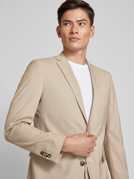 s.Oliver BLACK LABEL Slim fit 2-knoopscolbert met viscosegehalte Beige - 3