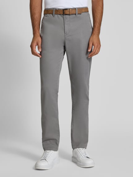 Tom Tailor Denim Chinosy o kroju slim fit z paskiem Średnioszary 4