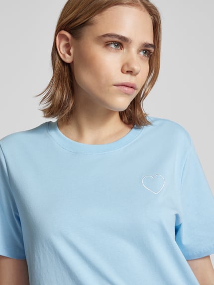 PIECES T-Shirt mit Motiv-Stitching Modell 'RIA' Hellblau 3