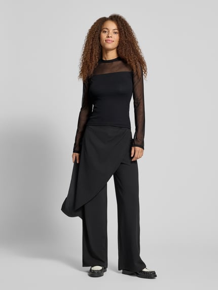 NOISY MAY® Bluzka z długim rękawem o kroju slim fit z elastycznej mieszanki materiałów Czarny 1