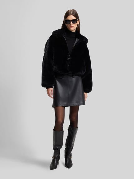 HUGO Webpelzjacke mit Logo-Detail Modell 'Fabi-1' Black 1