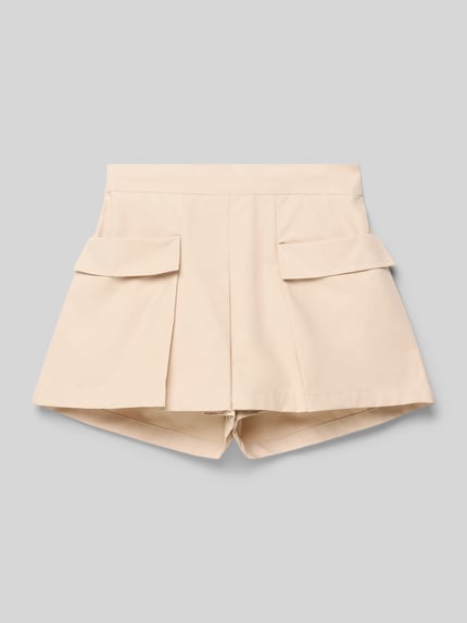 Produktfoto, Skort aus Baumwoll-Mix mit elastischem Bund von Mayoral, A-Linie, beige, Pattentaschen, glatte Oberfläche, Kindergröße 116
