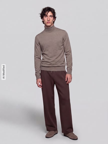 Jake*s Studio Men Regular Fit Rollkragenpullover aus reiner Wolle Mittelbraun 1