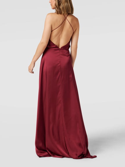 unique Abendkleid mit Spaghettiträgern Dunkelrot 5