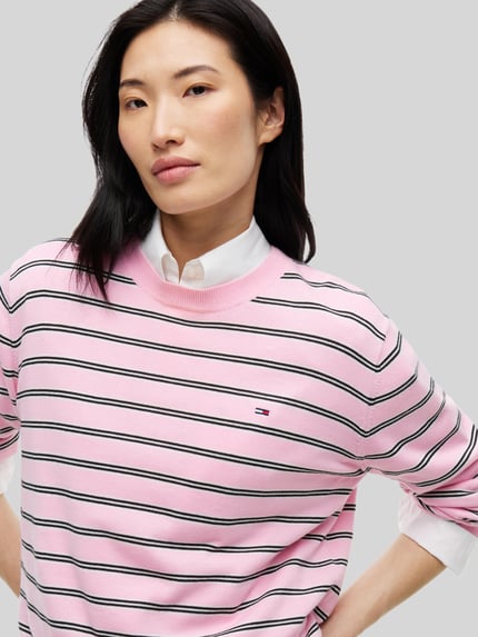 Tommy Jeans Relaxed Fit Pullover aus Baumwoll-Mix Rosa 3