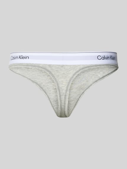 Calvin Klein Underwear String z mieszanki bawełny Jasnoszary 3